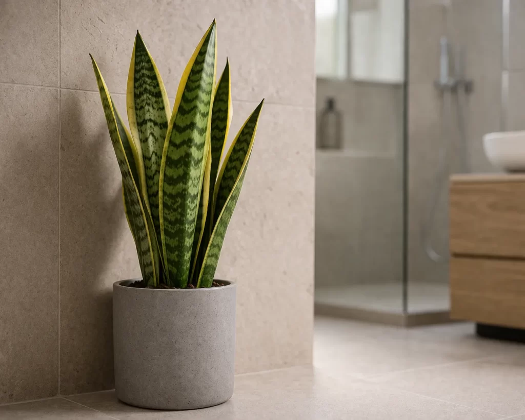 Een onderhoudsarme badkamerplant die goed groeit bij vocht en weinig verzorging nodig heeft.