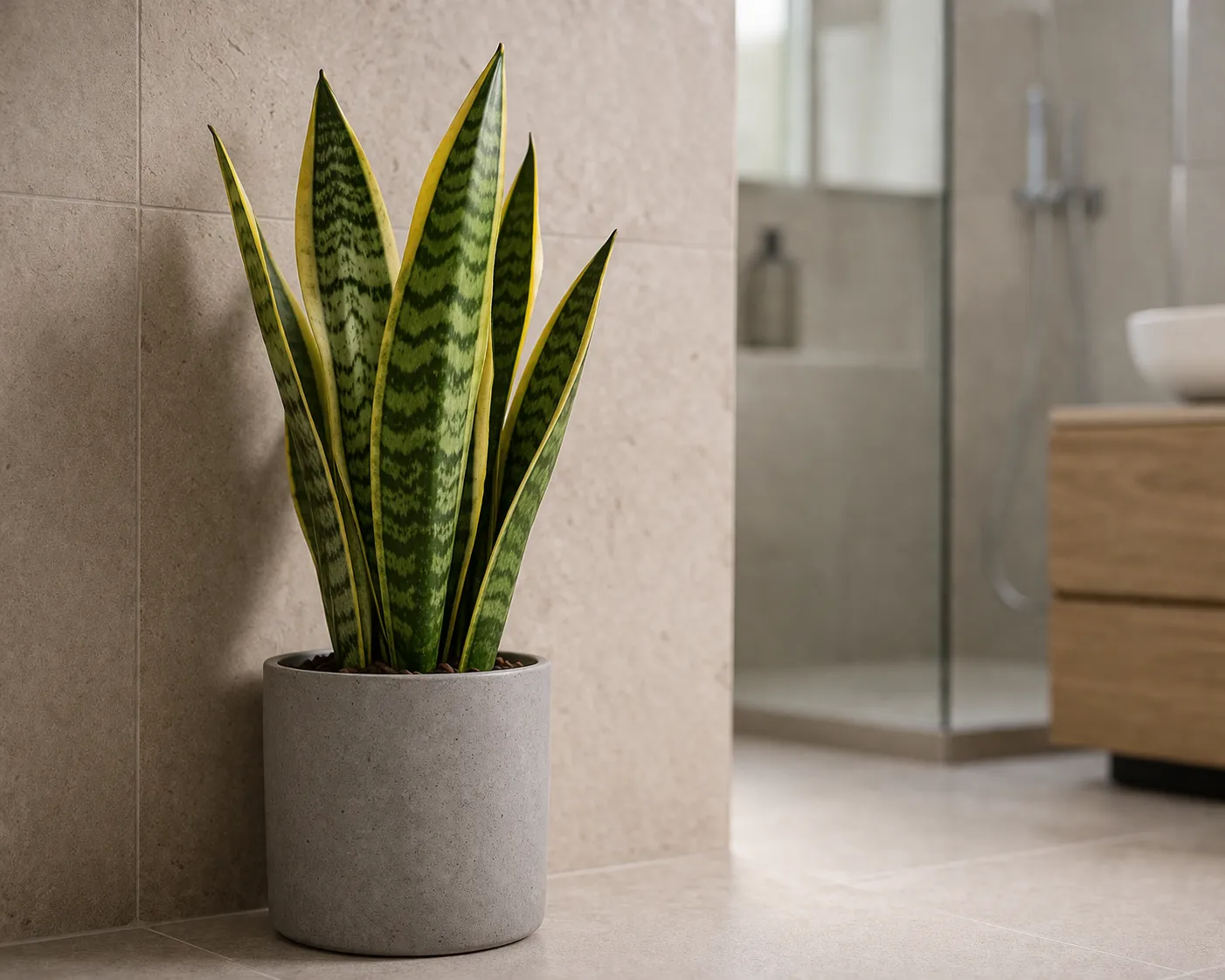 Een onderhoudsarme badkamerplant die goed groeit bij vocht en weinig verzorging nodig heeft.