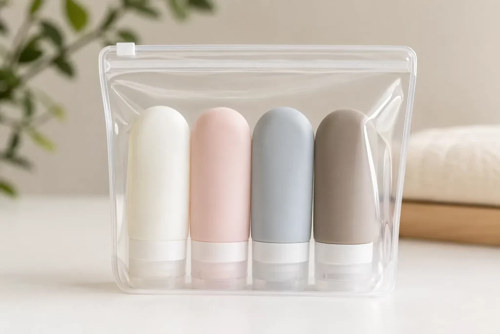 Compacte en lekvrije reisflesjes voor shampoo, lotion en andere vloeistoffen, ideaal voor onderweg.